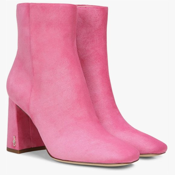 NEW Sam Edelman Size 9.5 Codie Square Toe Bootie - Pink Confetti Leather - Picture 2 of 9